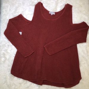 Knox Rose Rust Cold Shoulder Sweater
